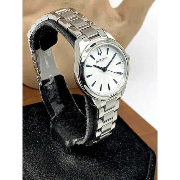 Bulova Women's Watch 96L285 Quartz White Blue Dial Silver Stainless Stee… - Picture 2 of 13